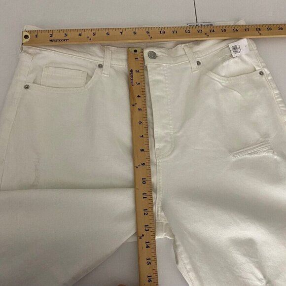 Old Navy Extra High Rise Sky-Hi Straight Jeans Jean Size 14 NWT White Distressed - Picture 10 of 11